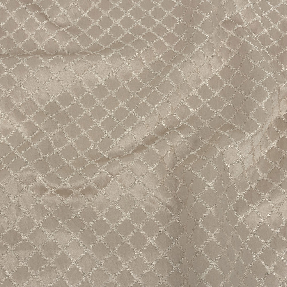 Drapery Jacquard - Taupe Moroccan Quatrefoil - British Imported Drapery Jacquard - Taupe Moroccan Quatrefoil - British Imported