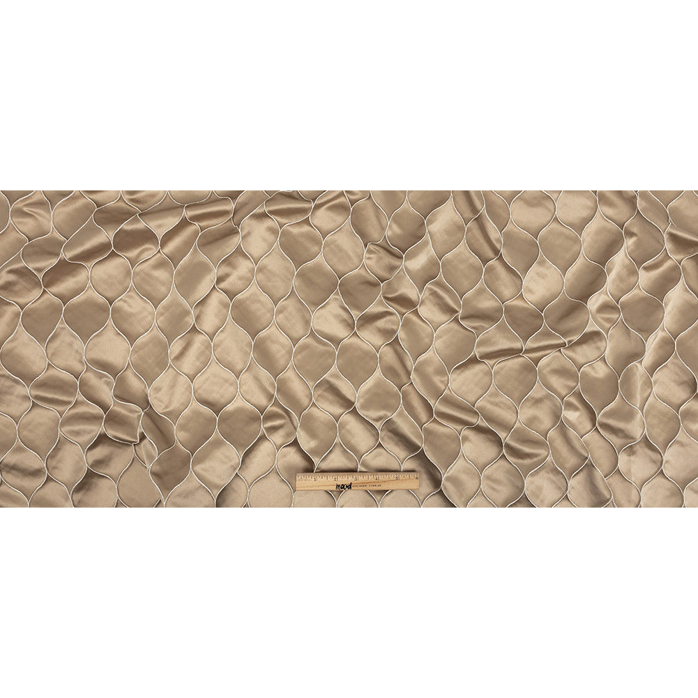 Satin-Faced Drapery Jacquard - Champagne Ogees - British Imported Full Satin-Faced Drapery Jacquard - Champagne Ogees - British Imported Full