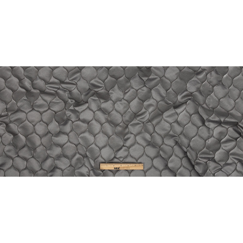 Satin-Faced Drapery Jacquard - Graphite Ogees - British Imported Full Satin-Faced Drapery Jacquard - Graphite Ogees - British Imported Full