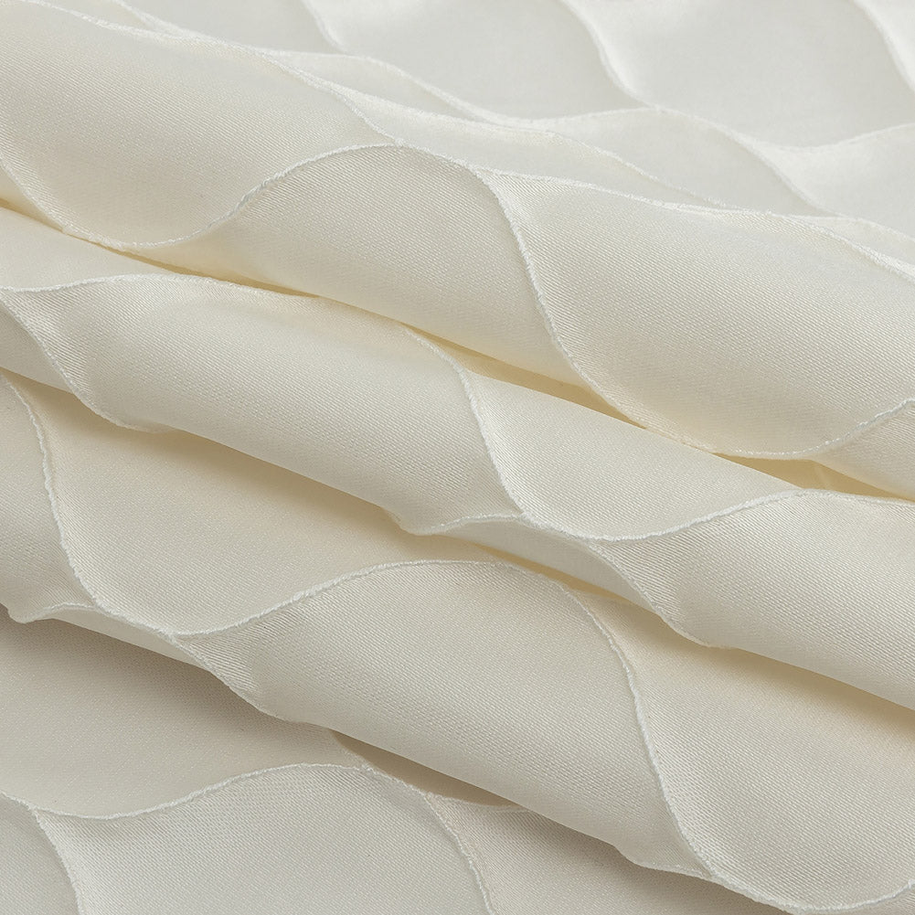 Satin-Faced Drapery Jacquard - Ivory Ogees - British Imported Folded Satin-Faced Drapery Jacquard - Ivory Ogees - British Imported Folded