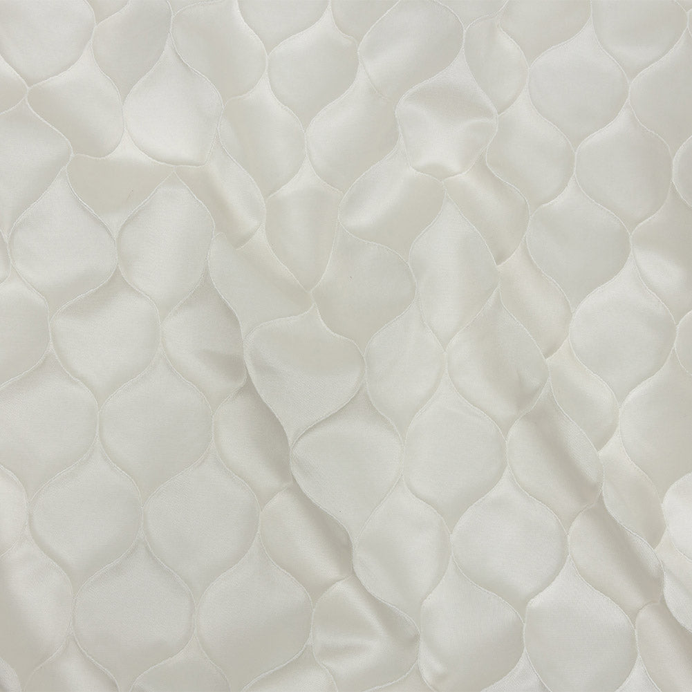 Satin-Faced Drapery Jacquard - Ivory Ogees - British Imported Satin-Faced Drapery Jacquard - Ivory Ogees - British Imported