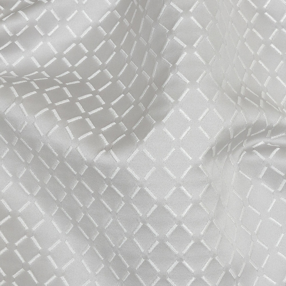Satin-Faced Jacquard - Platinum Broken Diamonds - British Imported Detail Satin-Faced Jacquard - Platinum Broken Diamonds - British Imported Detail