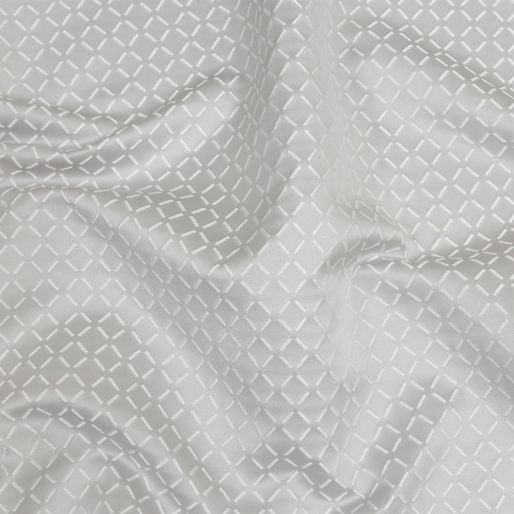 Satin-Faced Jacquard - Platinum Broken Diamonds - British Imported Satin-Faced Jacquard - Platinum Broken Diamonds - British Imported