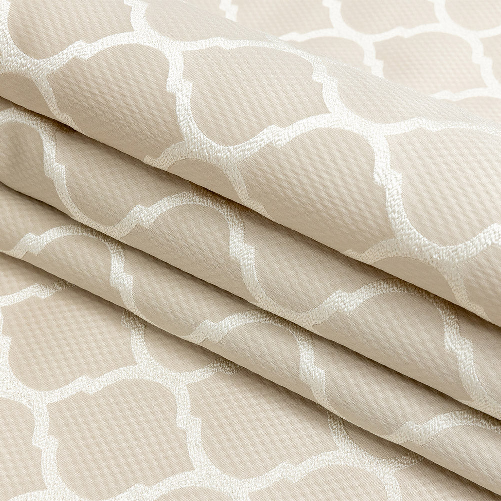Satin-Faced Jacquard - Champagne Moroccan Quatrefoil - British Imported Folded Satin-Faced Jacquard - Champagne Moroccan Quatrefoil - British Imported Folded