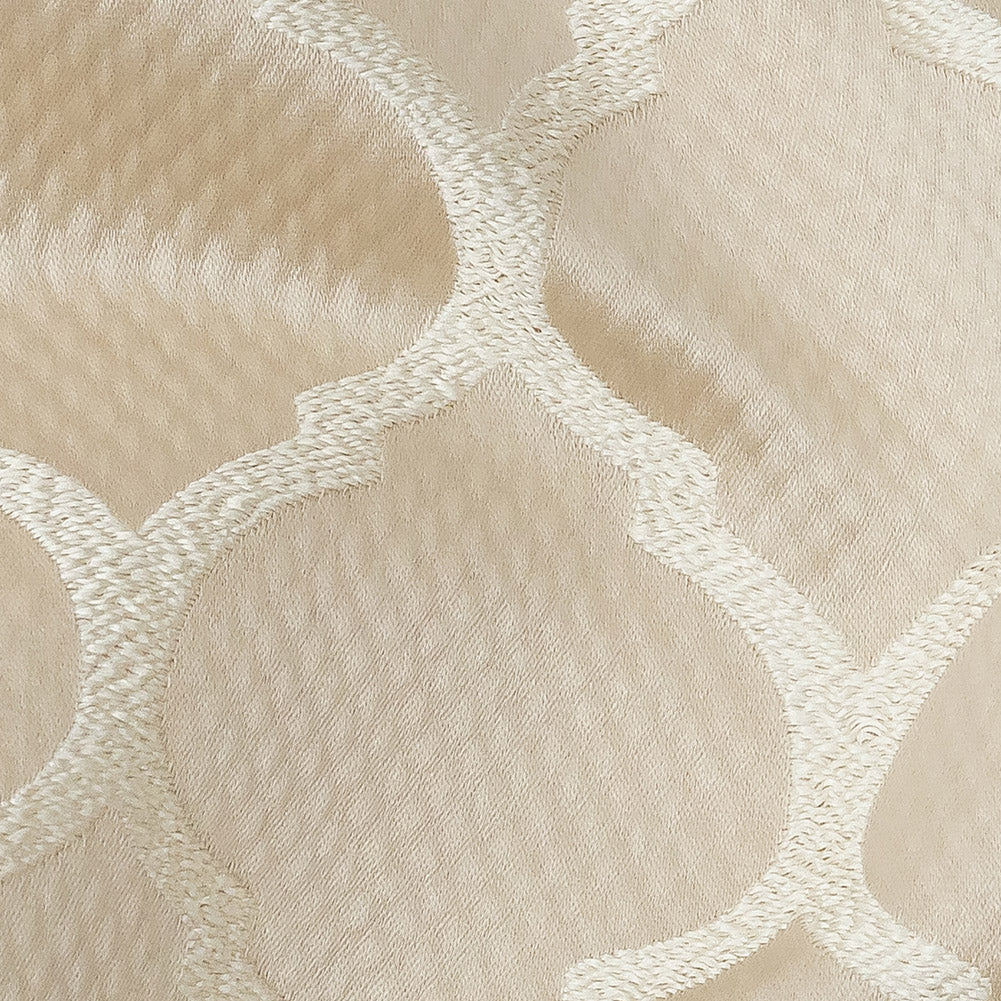 Satin-Faced Jacquard - Champagne Moroccan Quatrefoil - British Imported Detail Satin-Faced Jacquard - Champagne Moroccan Quatrefoil - British Imported Detail