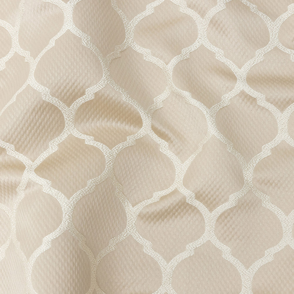 Satin-Faced Jacquard - Champagne Moroccan Quatrefoil - British Imported Satin-Faced Jacquard - Champagne Moroccan Quatrefoil - British Imported
