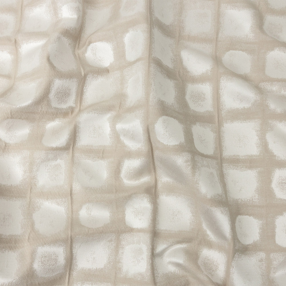 Drapery Jacquard - Oyster Painterly Squares - British Imported Drapery Jacquard - Oyster Painterly Squares - British Imported
