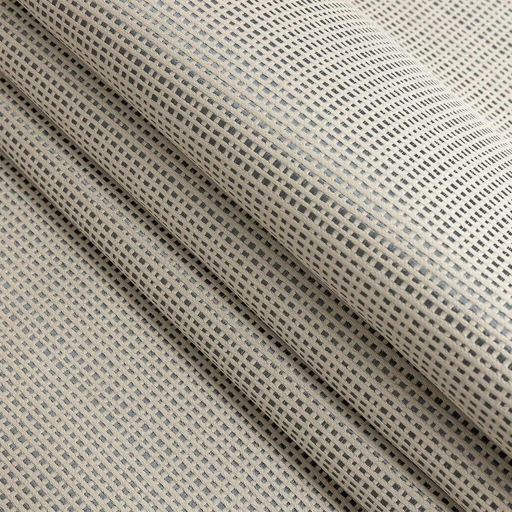 Satin-Faced Jacquard - Pewter Little Squares - British Imported Folded Satin-Faced Jacquard - Pewter Little Squares - British Imported Folded