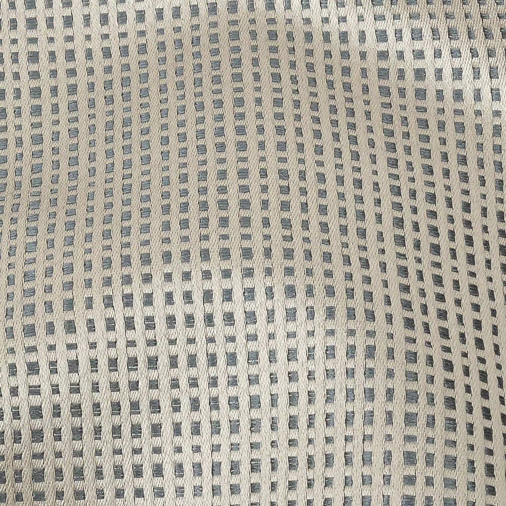 Satin-Faced Jacquard - Pewter Little Squares - British Imported Detail Satin-Faced Jacquard - Pewter Little Squares - British Imported Detail