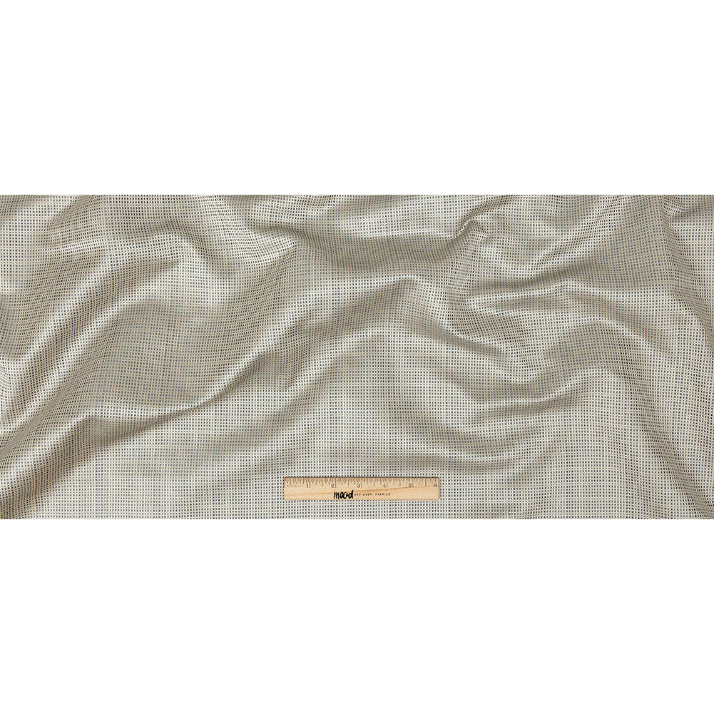 Satin-Faced Jacquard - Pewter Little Squares - British Imported Full Satin-Faced Jacquard - Pewter Little Squares - British Imported Full