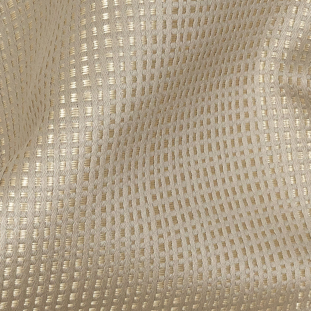 Satin-Faced Jacquard - Taupe Little Squares - British Imported Detail Satin-Faced Jacquard - Taupe Little Squares - British Imported Detail