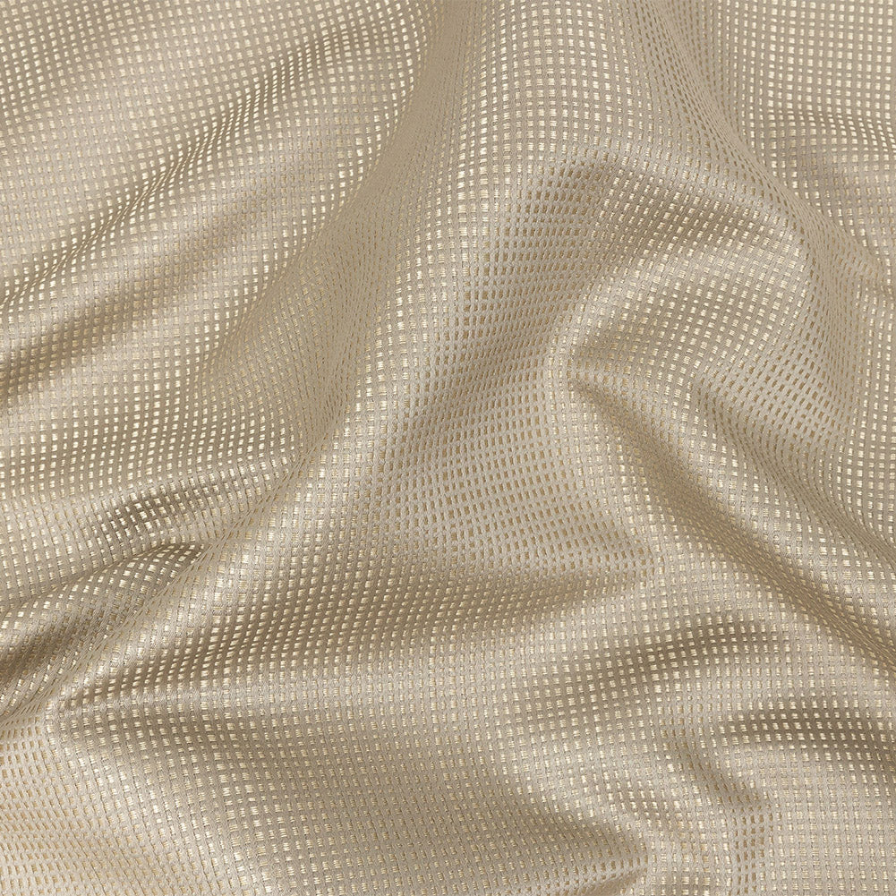 Satin-Faced Jacquard - Taupe Little Squares - British Imported Satin-Faced Jacquard - Taupe Little Squares - British Imported