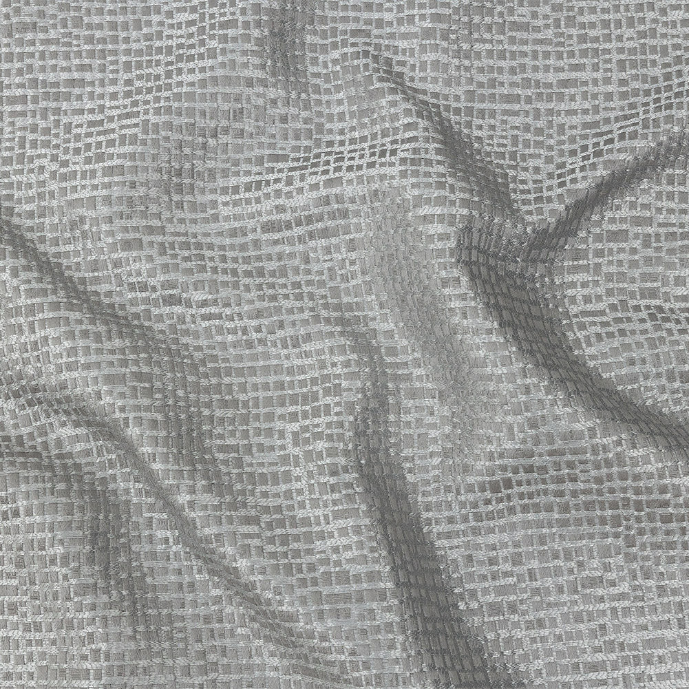 Polyester Jacquard - Graphite Grid - British Imported Polyester Jacquard - Graphite Grid - British Imported