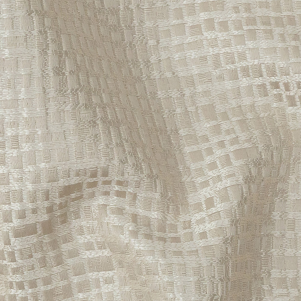 Polyester Jacquard - Taupe Grid - British Imported Detail Polyester Jacquard - Taupe Grid - British Imported Detail