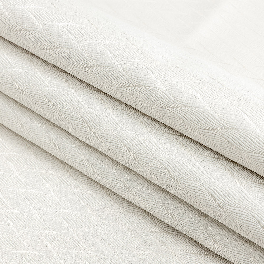 Drapery Jacquard - Ivory Flowing Leaves - British Imported Folded Drapery Jacquard - Ivory Flowing Leaves - British Imported Folded