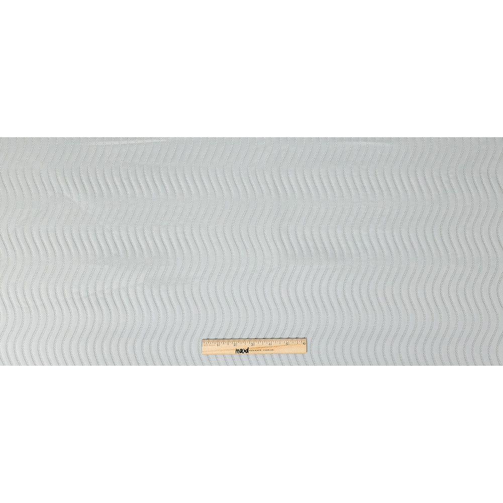 Satin-Faced Jacquard - Platinum Wavy Lines - British Imported Full Satin-Faced Jacquard - Platinum Wavy Lines - British Imported Full