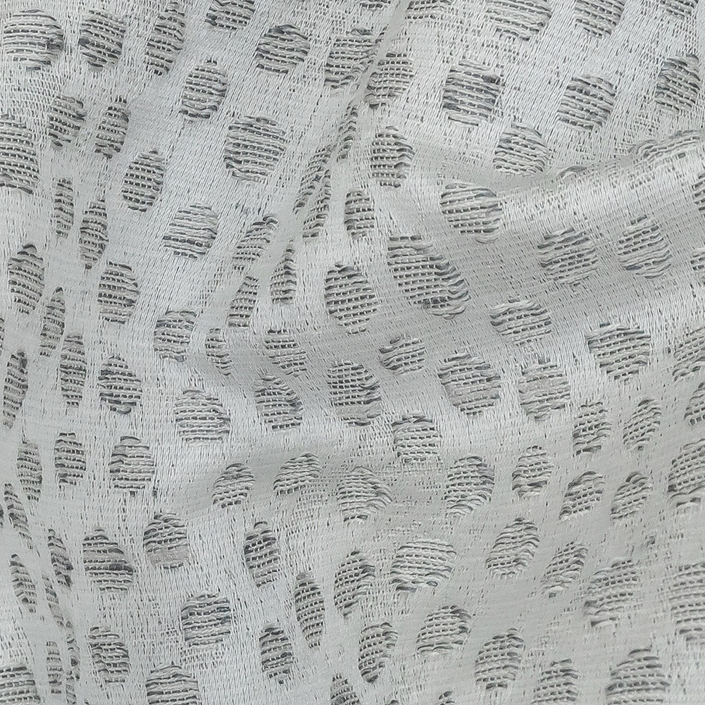 Polyester Jacquard - Platinum Spots - British Imported Detail Polyester Jacquard - Platinum Spots - British Imported Detail