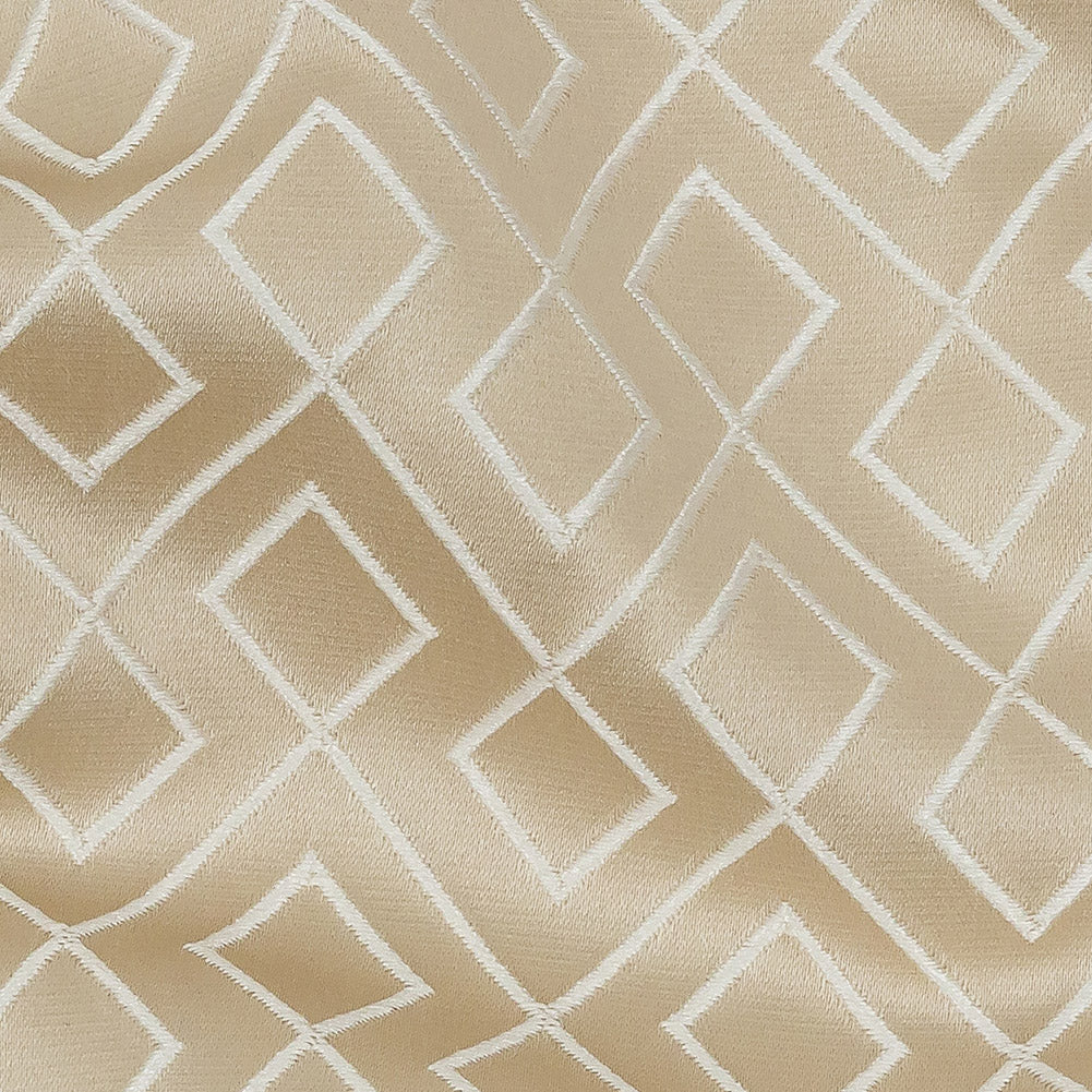 Satin-Faced Jacquard - Champagne Diamond Fret - British Imported Detail Satin-Faced Jacquard - Champagne Diamond Fret - British Imported Detail