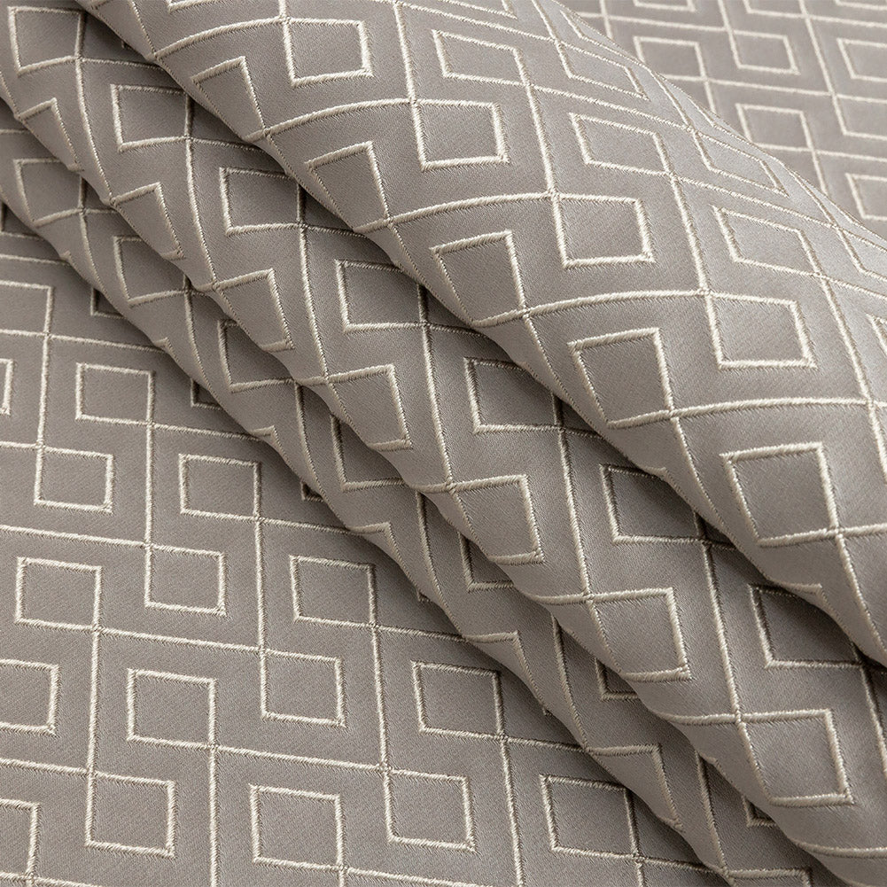 Satin-Faced Jacquard - Graphite Diamond Fret - British Imported Folded Satin-Faced Jacquard - Graphite Diamond Fret - British Imported Folded