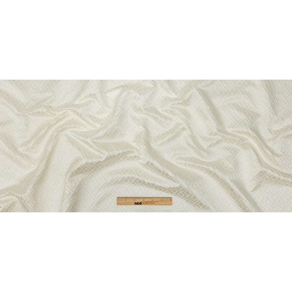 Satin-Faced Jacquard - Ivory Diamond Fret - British Imported Full Satin-Faced Jacquard - Ivory Diamond Fret - British Imported Full