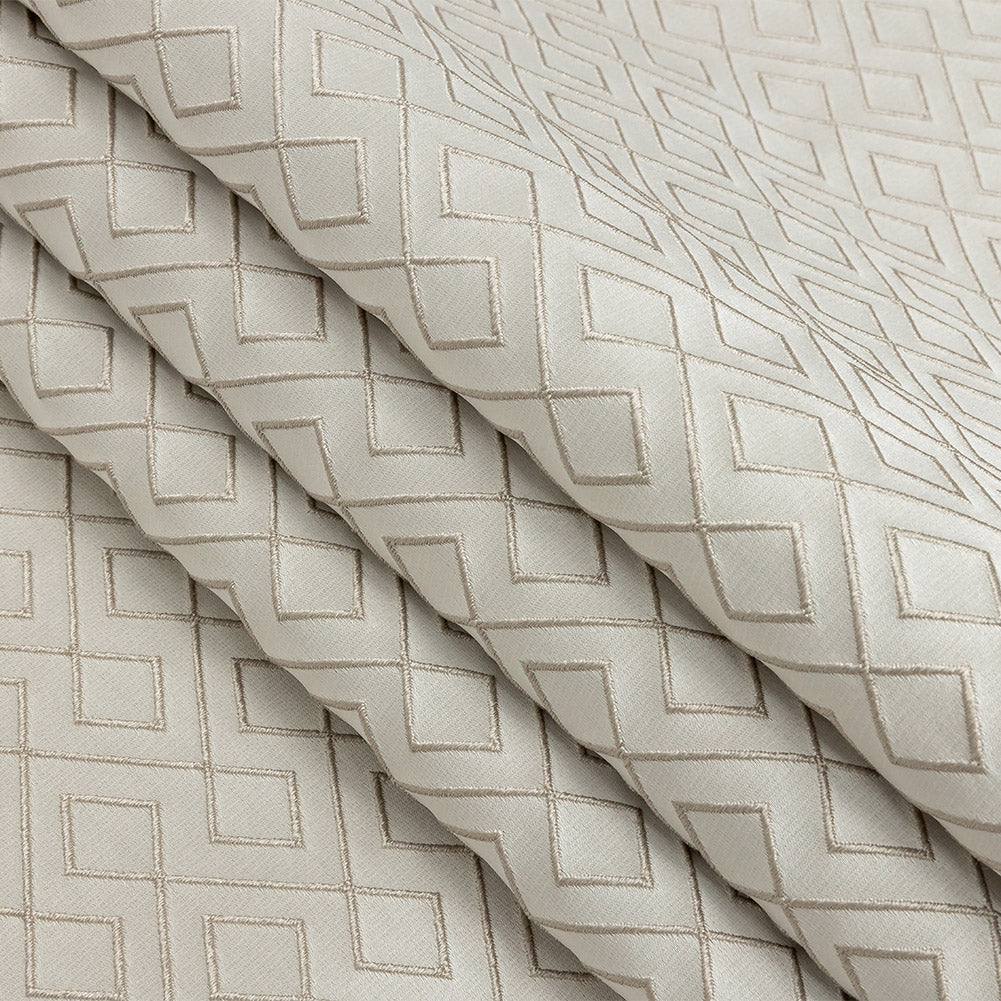 Satin-Faced Jacquard - Taupe Diamond Fret - British Imported Folded Satin-Faced Jacquard - Taupe Diamond Fret - British Imported Folded