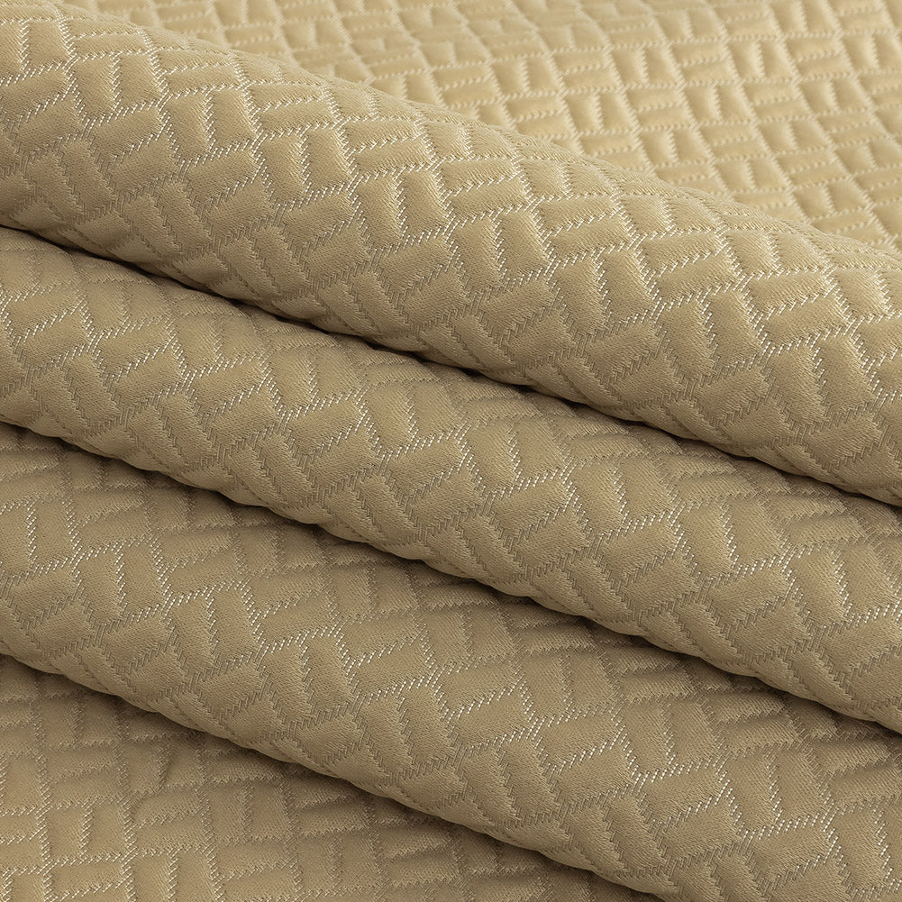 Polyester Jacquard - Gold Geometric Boxes - British Imported Folded Polyester Jacquard - Gold Geometric Boxes - British Imported Folded