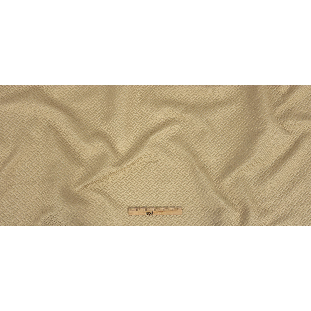 Polyester Jacquard - Gold Geometric Boxes - British Imported Full Polyester Jacquard - Gold Geometric Boxes - British Imported Full