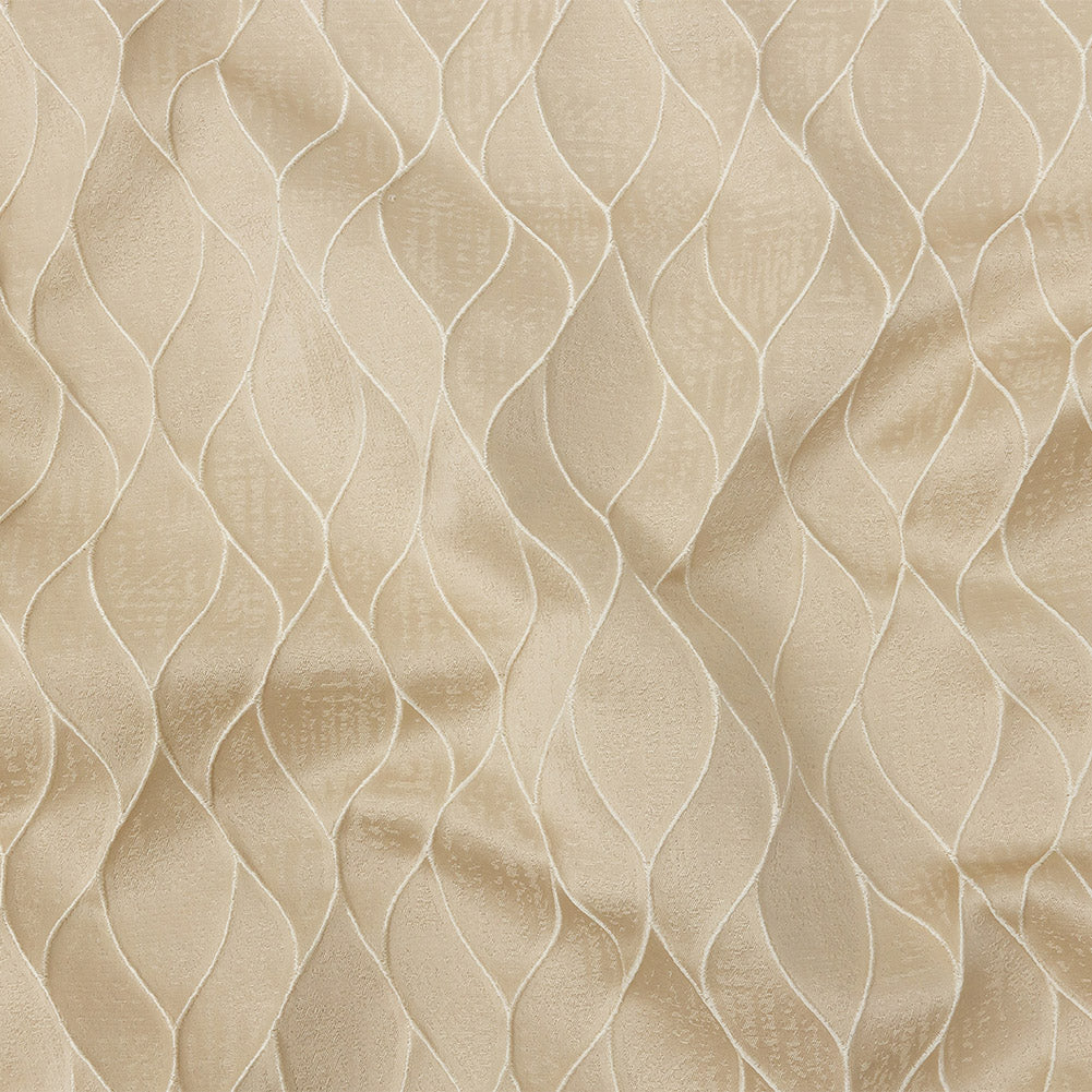 Polyester Jacquard - Champagne Leafy Lines - British Imported Polyester Jacquard - Champagne Leafy Lines - British Imported
