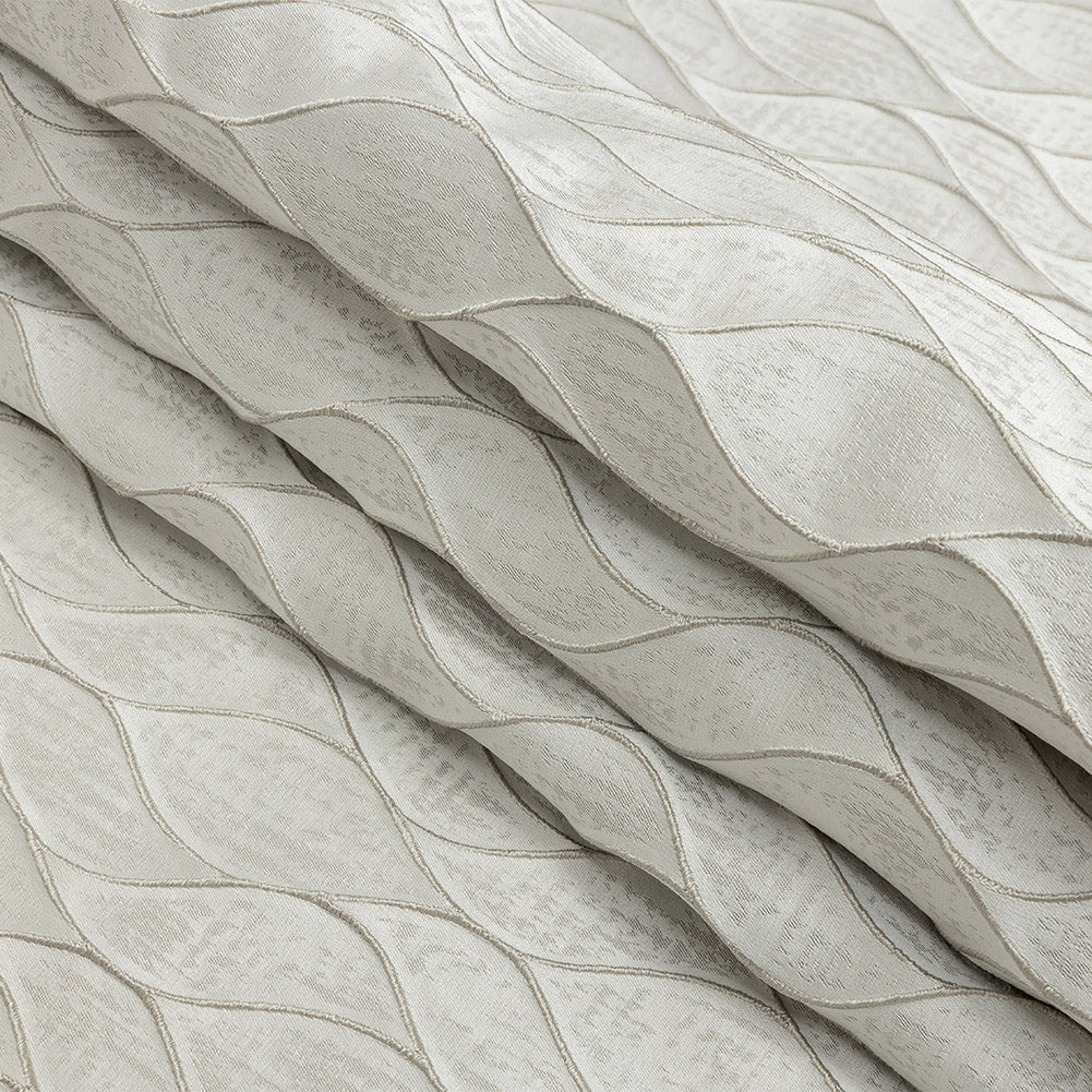 Polyester Jacquard - Platinum Leafy Lines - British Imported Folded Polyester Jacquard - Platinum Leafy Lines - British Imported Folded