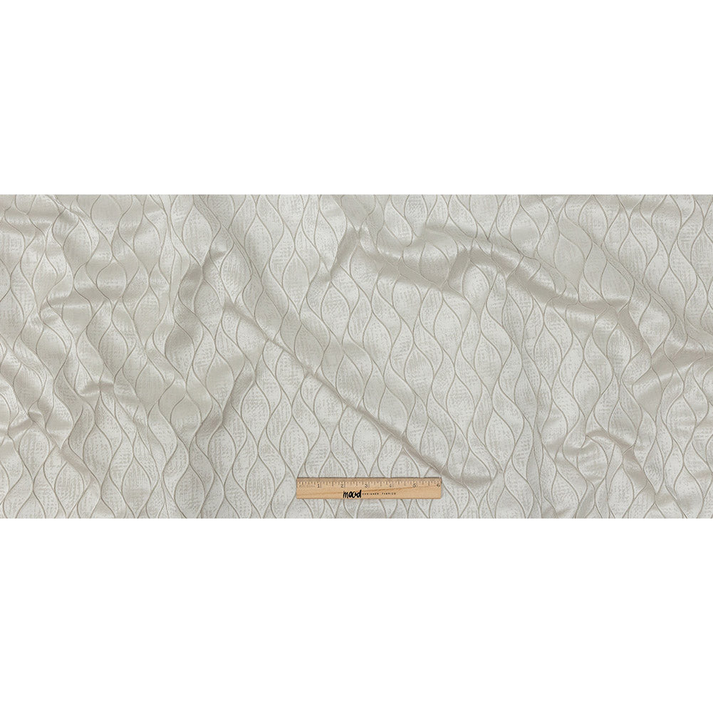 Polyester Jacquard - Platinum Leafy Lines - British Imported Full Polyester Jacquard - Platinum Leafy Lines - British Imported Full