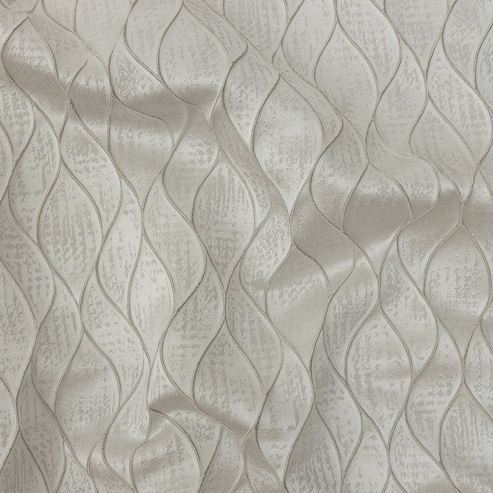 Polyester Jacquard - Platinum Leafy Lines - British Imported Polyester Jacquard - Platinum Leafy Lines - British Imported