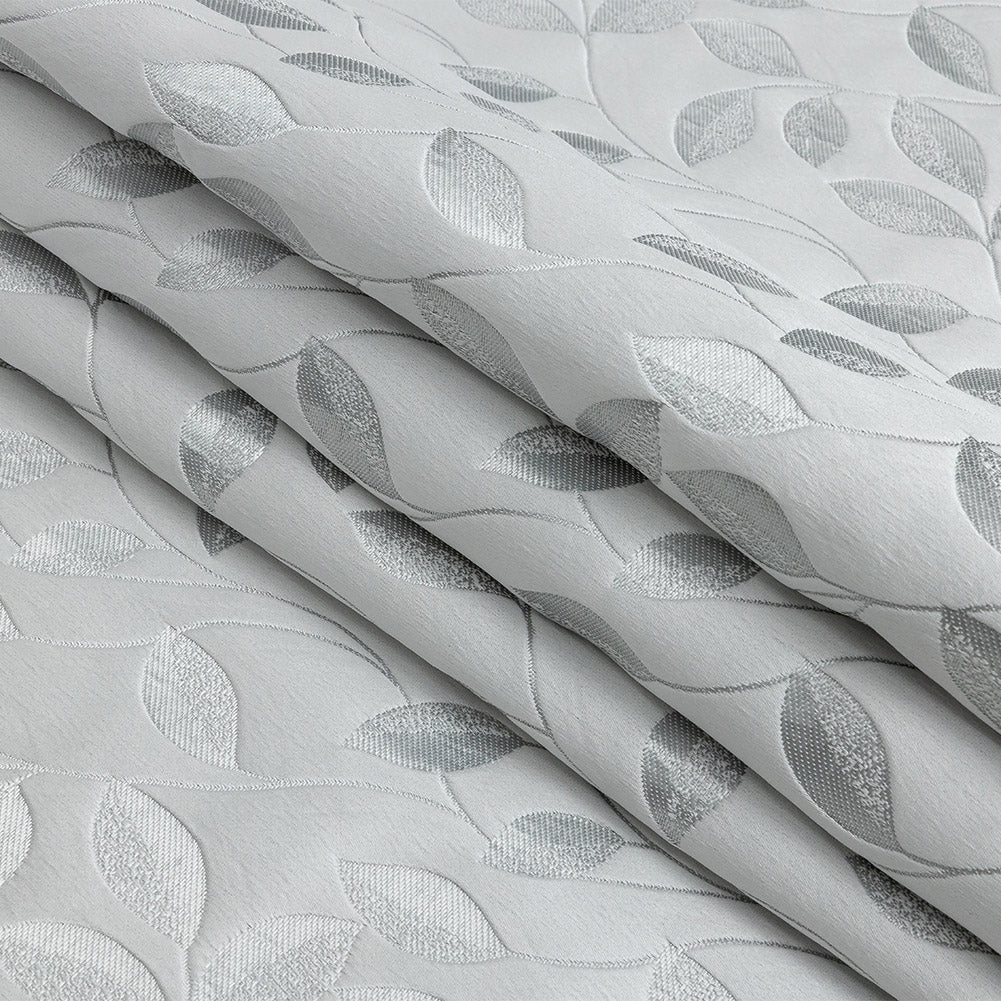 Satin-Faced Jacquard - Platinum Foliage - British Imported Folded Satin-Faced Jacquard - Platinum Foliage - British Imported Folded