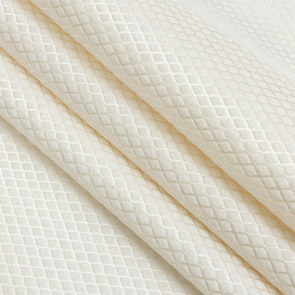 Polyester Jacquard - Ivory Diamonds - British Imported Folded Polyester Jacquard - Ivory Diamonds - British Imported Folded