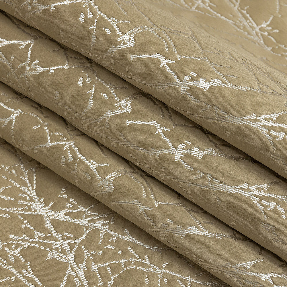 Polyester Jacquard - Gold Wintry Branches - British Imported Folded Polyester Jacquard - Gold Wintry Branches - British Imported Folded
