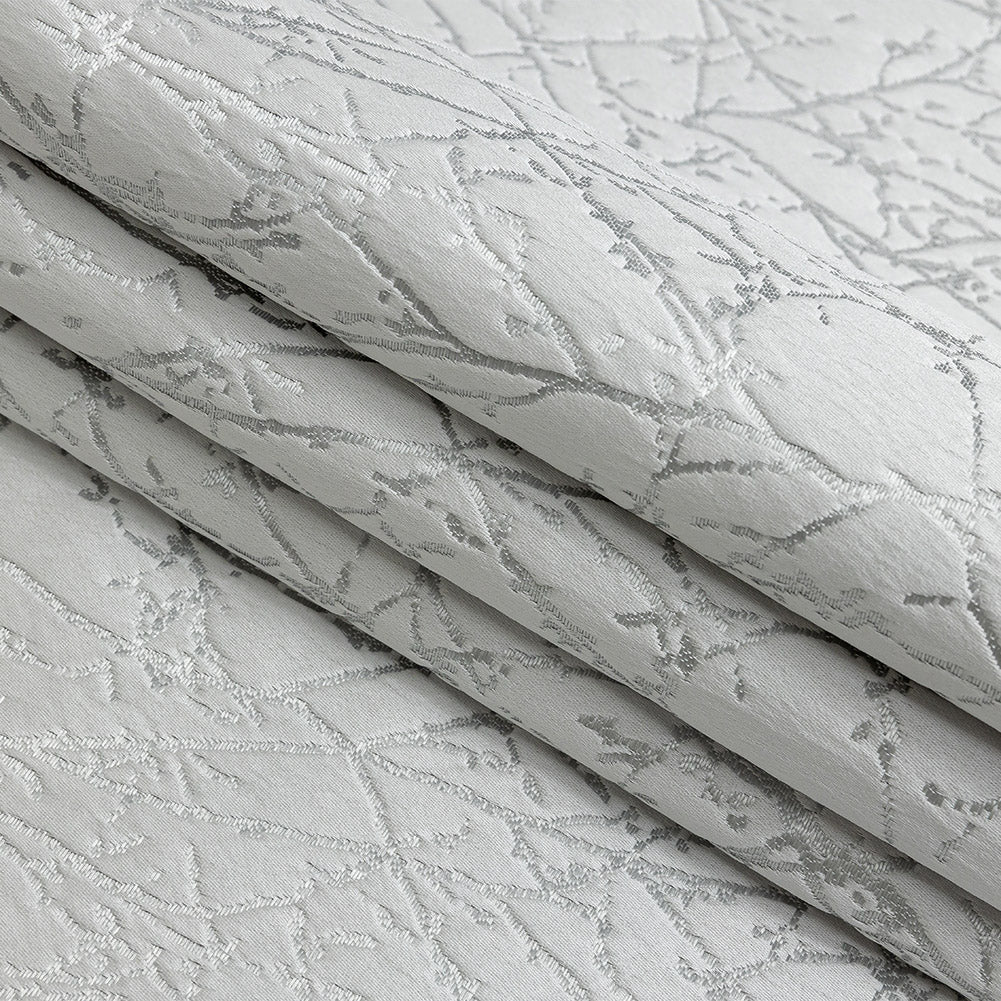 Polyester Jacquard - Platinum Wintry Branches - British Imported Folded Polyester Jacquard - Platinum Wintry Branches - British Imported Folded