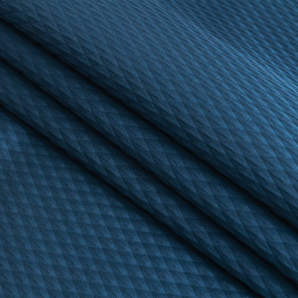 Drapery Jacquard - Indigo Diamond Quilted - British Imported Folded Drapery Jacquard - Indigo Diamond Quilted - British Imported Folded