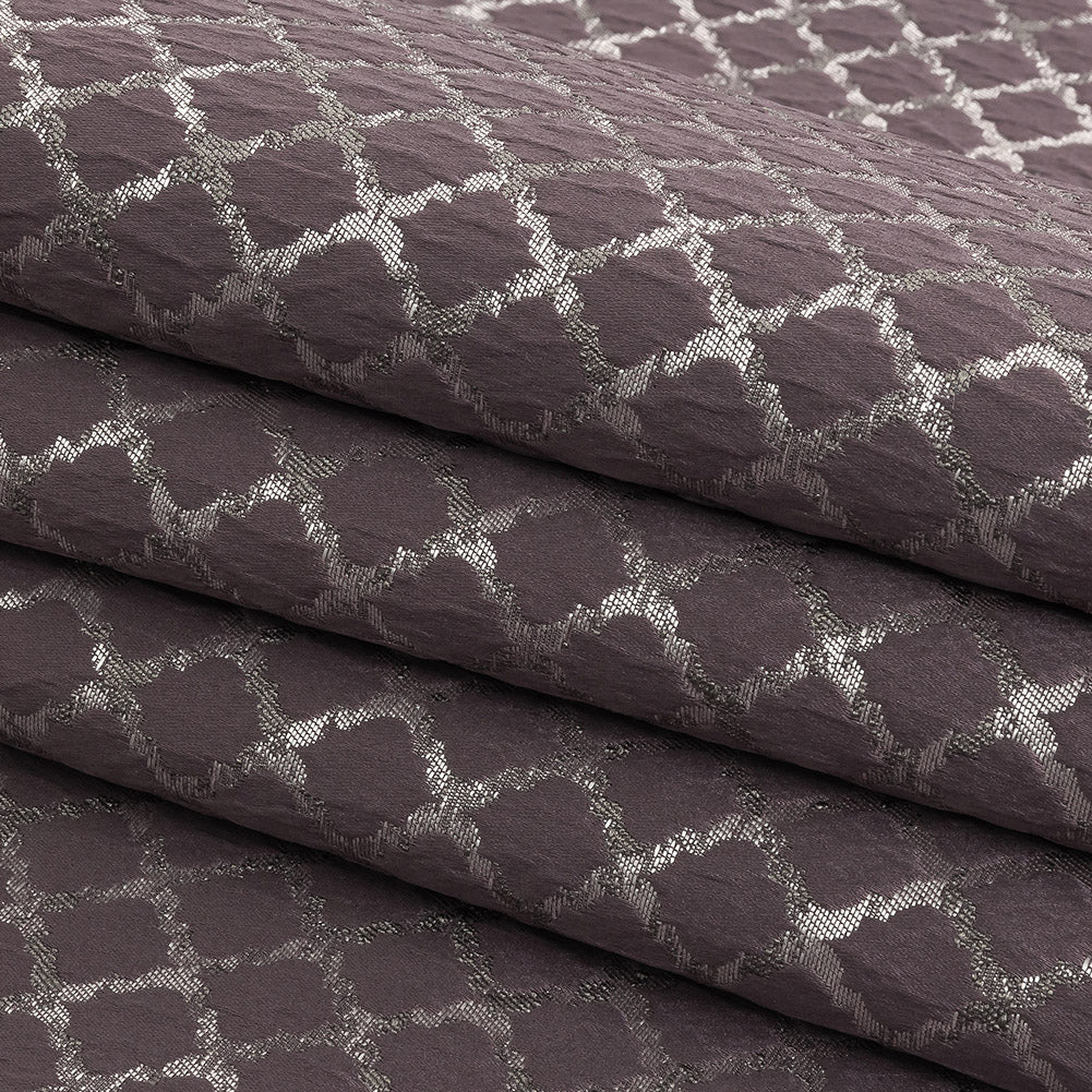 Drapery Jacquard - Amethyst Moroccan Quatrefoil - British Imported Folded Drapery Jacquard - Amethyst Moroccan Quatrefoil - British Imported Folded