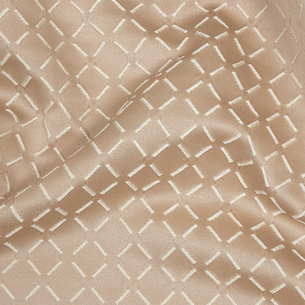 Satin-Faced Jacquard - Shell Broken Diamonds - British Imported Detail Satin-Faced Jacquard - Shell Broken Diamonds - British Imported Detail
