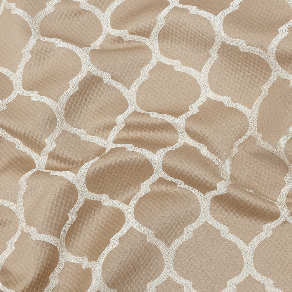 Satin-Faced Jacquard - Nougat Moroccan Quatrefoil - British Imported Satin-Faced Jacquard - Nougat Moroccan Quatrefoil - British Imported