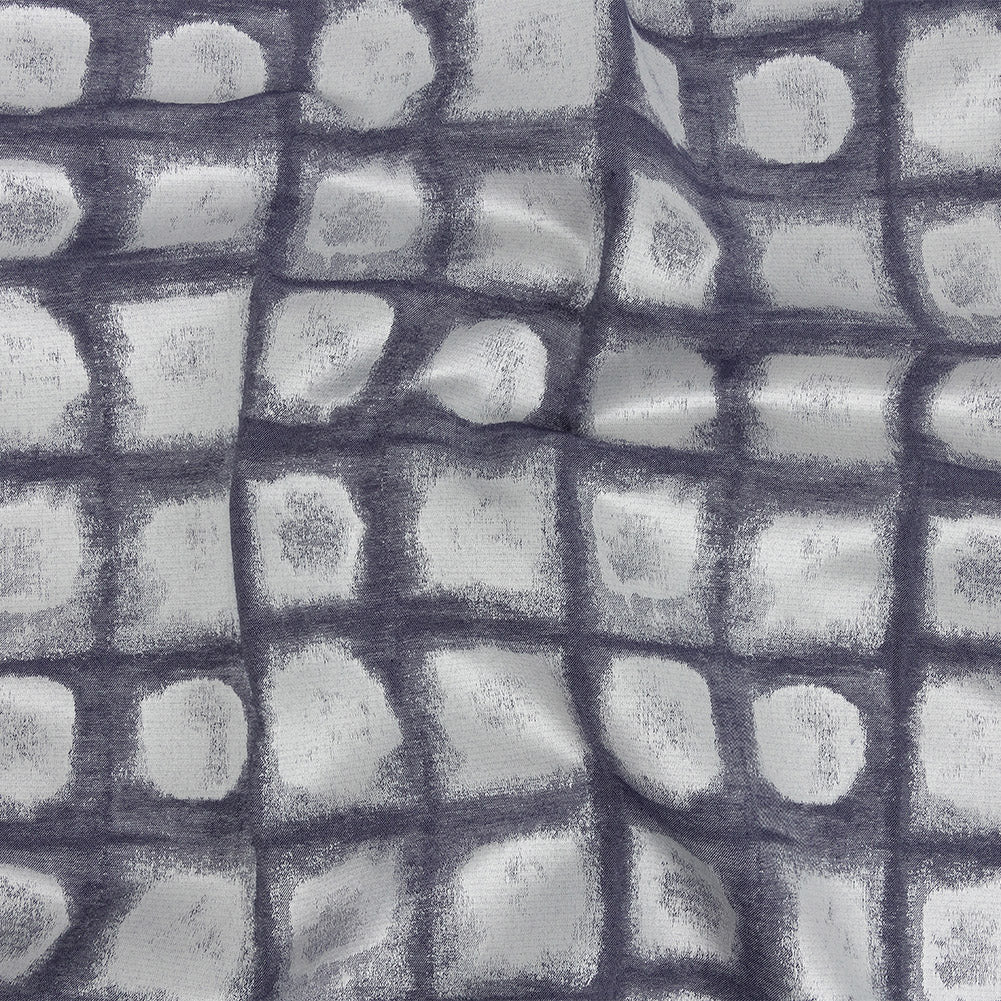 Drapery Jacquard - Indigo Painterly Squares - British Imported Drapery Jacquard - Indigo Painterly Squares - British Imported