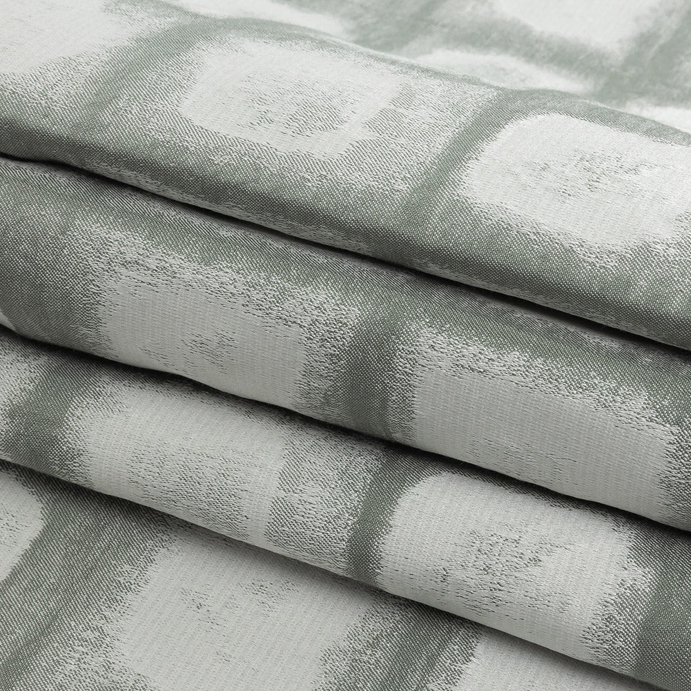 Drapery Jacquard - Seafoam Painterly Squares - British Imported Folded Drapery Jacquard - Seafoam Painterly Squares - British Imported Folded