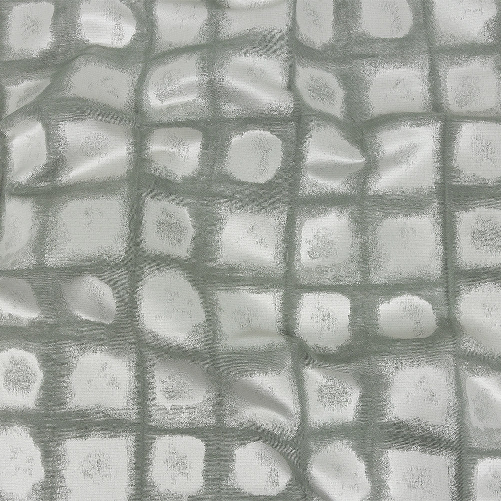 Drapery Jacquard - Seafoam Painterly Squares - British Imported Drapery Jacquard - Seafoam Painterly Squares - British Imported