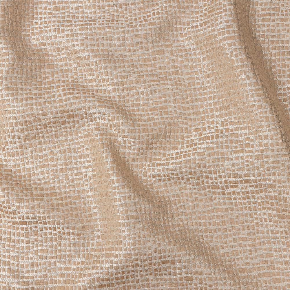 Polyester Jacquard - Cantaloupe Grid - British Imported Polyester Jacquard - Cantaloupe Grid - British Imported