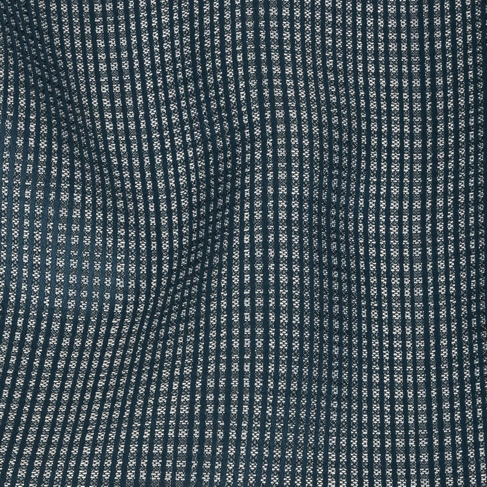 Gridded Polyester Woven - Indigo - British Imported Detail Gridded Polyester Woven - Indigo - British Imported Detail