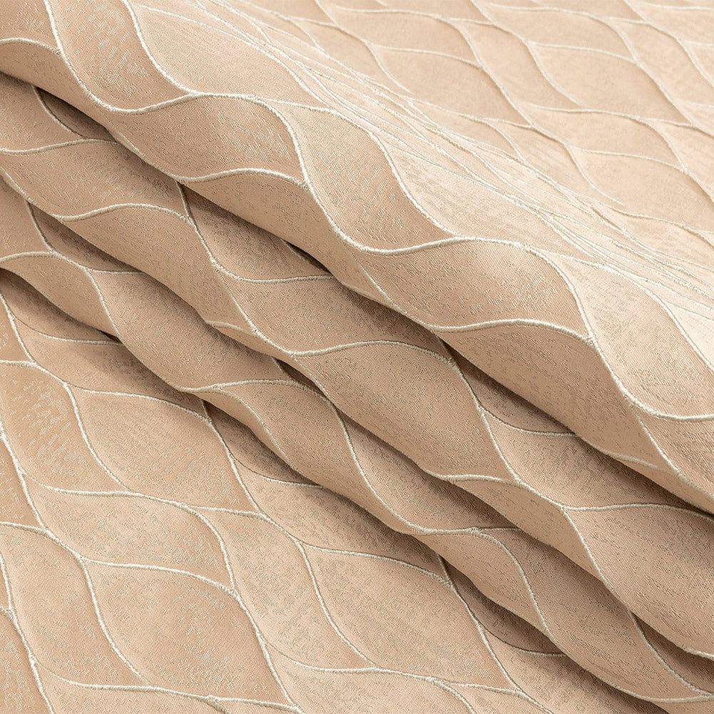 Polyester Jacquard - Cantaloupe Leafy Lines - British Imported Folded Polyester Jacquard - Cantaloupe Leafy Lines - British Imported Folded