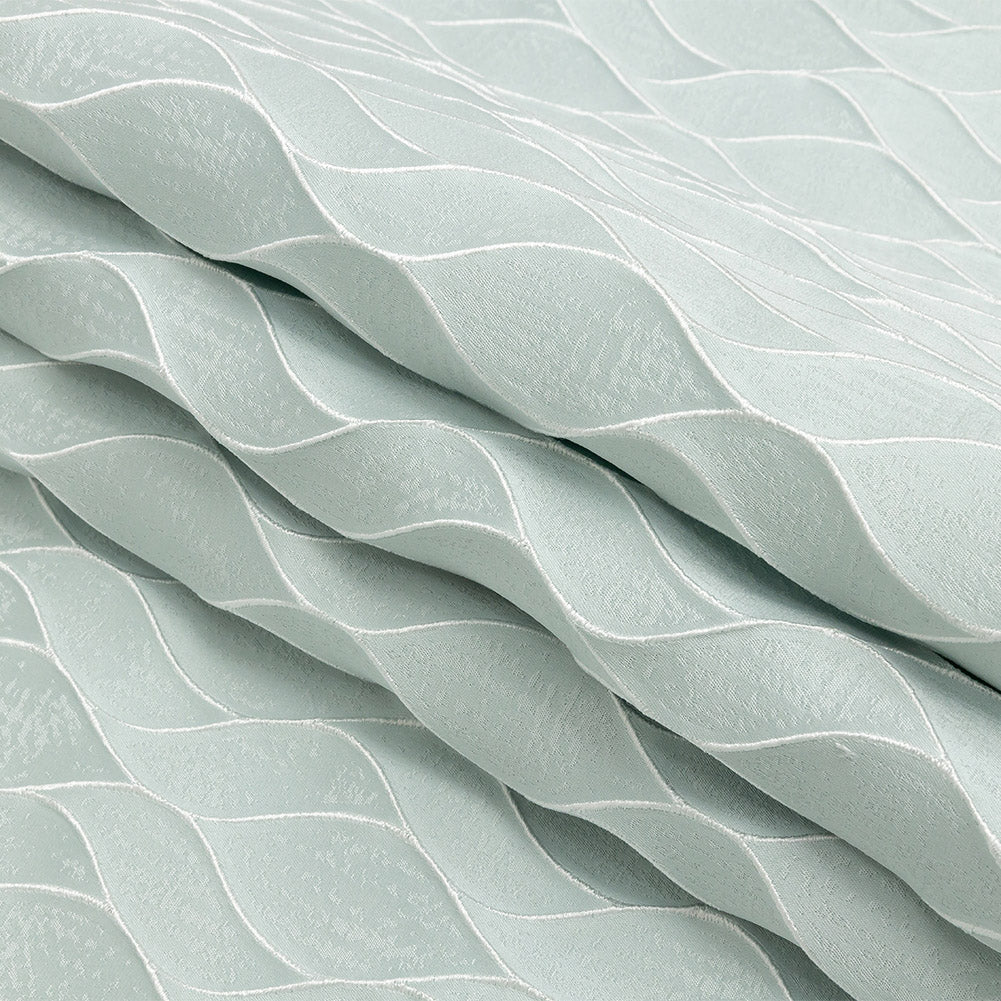 Polyester Jacquard - Duckegg Leafy Lines - British Imported Folded Polyester Jacquard - Duckegg Leafy Lines - British Imported Folded