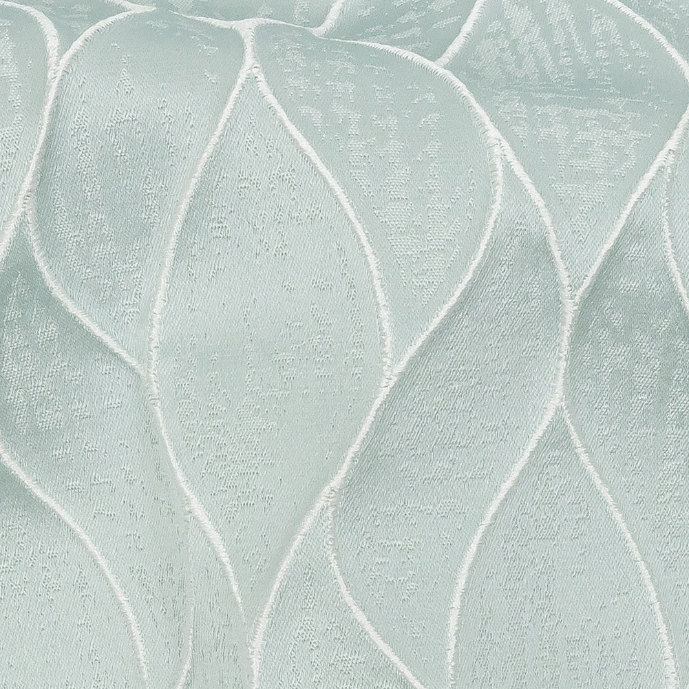 Polyester Jacquard - Duckegg Leafy Lines - British Imported Detail Polyester Jacquard - Duckegg Leafy Lines - British Imported Detail