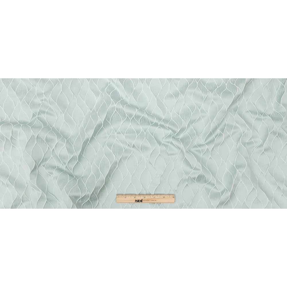 Polyester Jacquard - Duckegg Leafy Lines - British Imported Full Polyester Jacquard - Duckegg Leafy Lines - British Imported Full