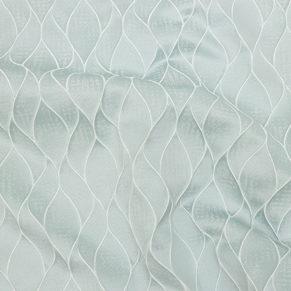 Polyester Jacquard - Duckegg Leafy Lines - British Imported Polyester Jacquard - Duckegg Leafy Lines - British Imported