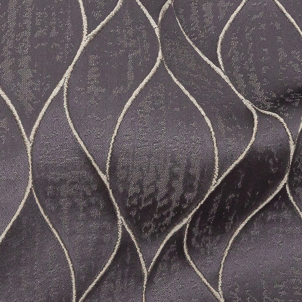Polyester Jacquard - Iris Leafy Lines - British Imported Detail Polyester Jacquard - Iris Leafy Lines - British Imported Detail